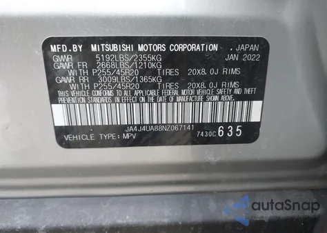 2022 Mitsubishi Outlander Black Edition S-Awc z USA, uszkodzony, nr VIN JA4J4UA88NZ067141